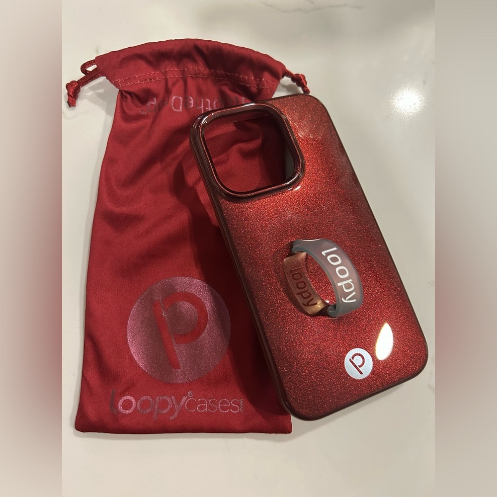 LoopyCases Red Glitter iPhone 15 Pro Phone Case